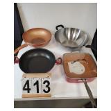 Red Copper Pan (Like New) - 2 Skillet - Wok