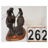 Brass Statue Two Trails Becomes One road -