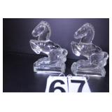 VTG Clear Art Glass Book Ends