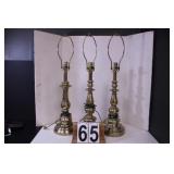 3 Gold Tone Lamps All Work