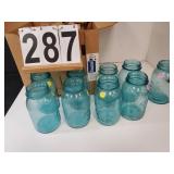 9 Blue Canning Jars