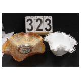 Iridescent Ruffle Bowl ~ White Fenton Ruffle Bowl