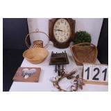 Verichron Clock - Woven Baskets - Wood -