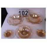 Jeannette Glass Co Flora Gold Louisa Iridescent -