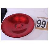 Glass Bowl Ruby Red Metallic Center Piece 16"