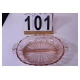Oyster And Pearl Divided Pink Depression Dish