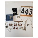Flat W/ Lucky Brand Earrings - Jeweled Necklace -