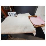 White Lace Table Cloth - White Throw - Basket -