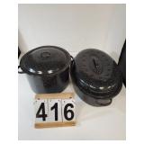 2 Blue Granite Pans