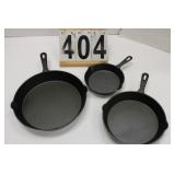 3 Mesquite Ridge Cast Iron Skillets (New)