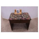 Floral & Wooden Stool 18"T X 22"W X 14"D