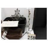 Black Tote W/ Candle Holder ~ Sleigh Planter ~