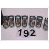 7 Vintage Gold Medallion Highball Glasses