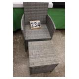 Plastic Wicker Patio Table & Chair