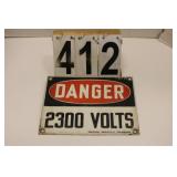 2300 Volts Sign 7" X 10"