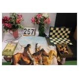 Box w/ Native American Wall Hanging ~ Chess Set ~