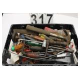 Tub of Tools w/ Hammer ~ Hand Drill ~ Screwdrivers