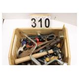 Wooden Box of Tools Shears ~ Hand Drill