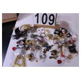 Flat of Earrings w/ Large Gold Tone Earrings