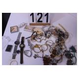 Flat of Jewelry w/ Watches & Necklaces