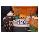 Orange Tote W/ Scarecrows & Fall Decor