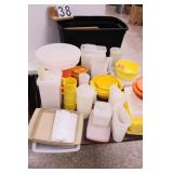 Black Tote Of Assorted Tupperware W/ Egg Carrier