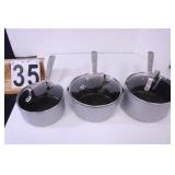 Set Of 3 Kitchen Aid Pans W/ Lids 1 QT - 2QT -