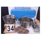 Clear Tote Blue Lid W/ Pans - Muffin Tin -