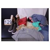 Cream Color Bag W/ Boots & Shoes Size 11/ 12 -