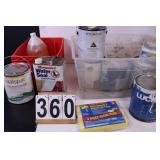 Clear tote W/ Paint - Water Sealer - Paint Rollers