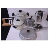 Box W/ Assorted Pans - 2 10" Lids - Water Pitcher