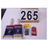 (2) 3" Paint Brushes - Utility Knife And Blades Nw