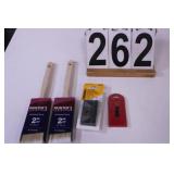 (2) 2" Paint Brushes - Utility Knife W/ Blades (N)