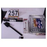Grill Foil Pans - Matches - Brush - Grill Mat