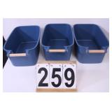3 Wood Handle Storage Tubs (New)