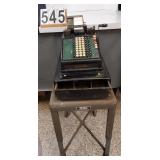 Vtg Burroughs Cash Register W/ Table On Wheels