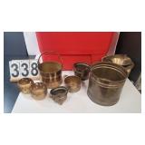 Red Tote of Brass Items w/ Buckets ~