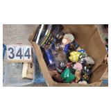 Box of Artifical Flowers ~ Cloths Pins ~ Vases