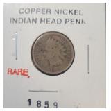 Copper Nickel Indian Head Penny 1859