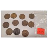 11 Pennies 1940-1964 (2 Non-Wheat Pennies)