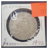 Mexico  5 Peso Coin 1972