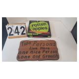 Rotten Apples Game - Wood Sign
