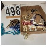 Flat Of Costume Jewelry Includes Blue Beaded-