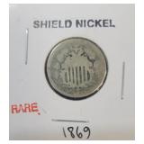 Shield Nickel 1869 Rare