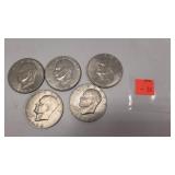 5 1972 Eisenhowe Dollars (4 D,1 UNK)