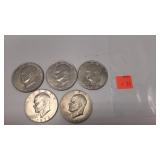 5 1972,78 Eisenhower Dollars (1 D, 4 UNK)