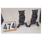 Cast Iron Owl Fire Place Log Holders