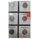 Old Jefferson Nickel 1940 - 1941 - 1946 - 1947 -