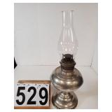 Silver Tone Oil Lamp 20" T