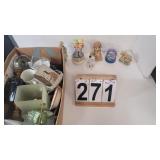 Box Of Collectibles W/ White Cat
